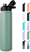 Fijinhom Insulated Water Bottle with Handle, 304 Stainless Steel Water Bottles with Wide Mouth, Double Wall Vacuum Sports Water Bottle, BPA Free, Keep Cold and Hot, 24 Ounces, Forest Green