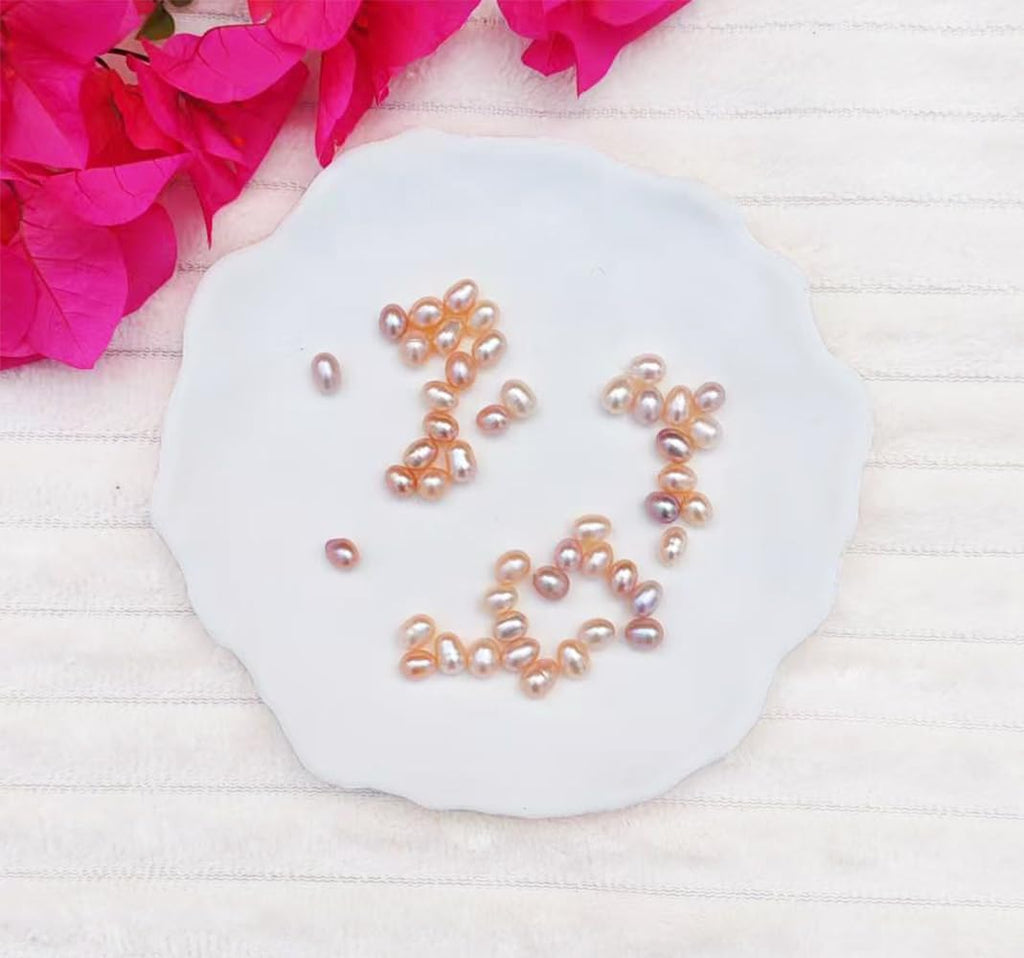 50 Pcs Real Pearls for Jewelry Making AAA 7-8 mm Non-Porous Natural Pearls Beads Oval Bead Loose Gemstone Bead Crafts Gift for Mother's Day.,DIY Gifts.