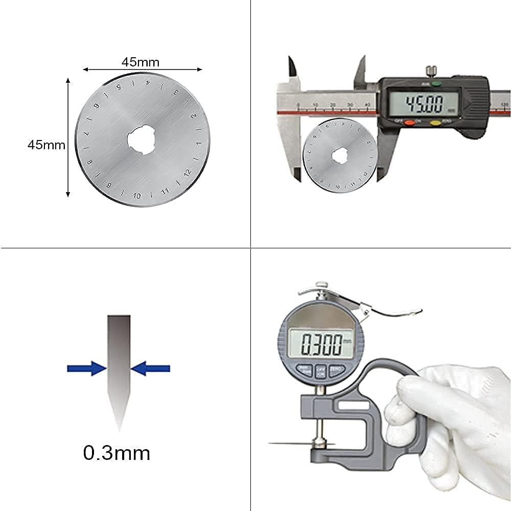HEADLEY TOOLS 45mm Rotary Cutter Blades 15 Pack Fits Olfa, Fiskars, Replacement Rotary Blade for Arts Crafts Quilting Scrapbooking Sewing, Sharp and Durable