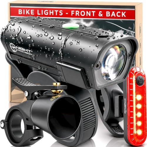 BX-500 Powerful USB-C Bike Lights Front & Back – New 500 Lumens LED - Bicycle Headlight & Taillight Set – USBC Rechargeable – Waterproof - Safety for Night Riding - (Optional - Premium Bike Bell)