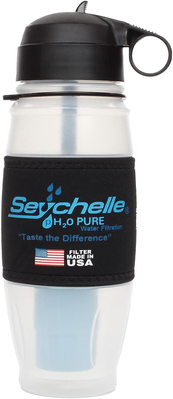 Seychelle pH2O Alkaline Water Filter Bottle - Increases pH and Filters Water - 28 oz