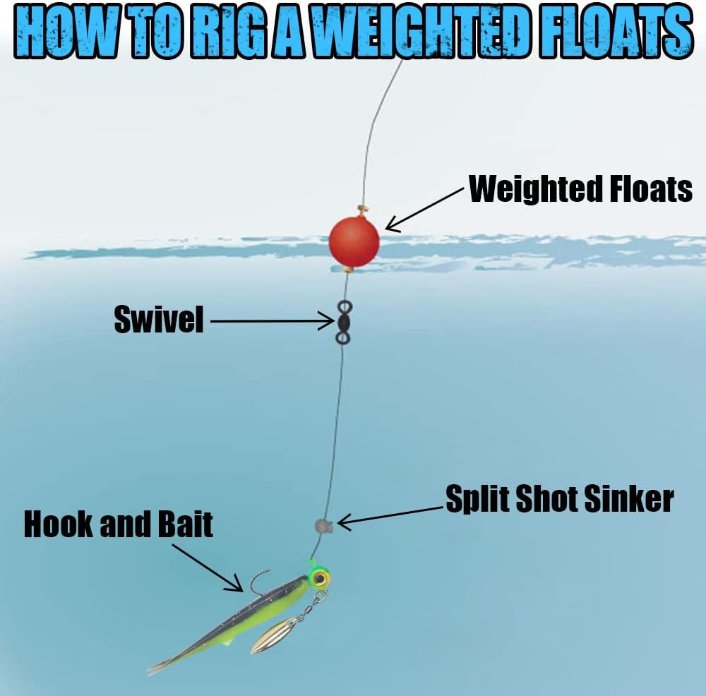 XFISHMAN Weighted-Bobbers-for-Fishing-Floats-Bouy Slip Bobber Fishing Corks Kit Crappie Bluegills Panfish Catfish Hand Made Foam Float 1 Inch 2 in 8-12 Pack