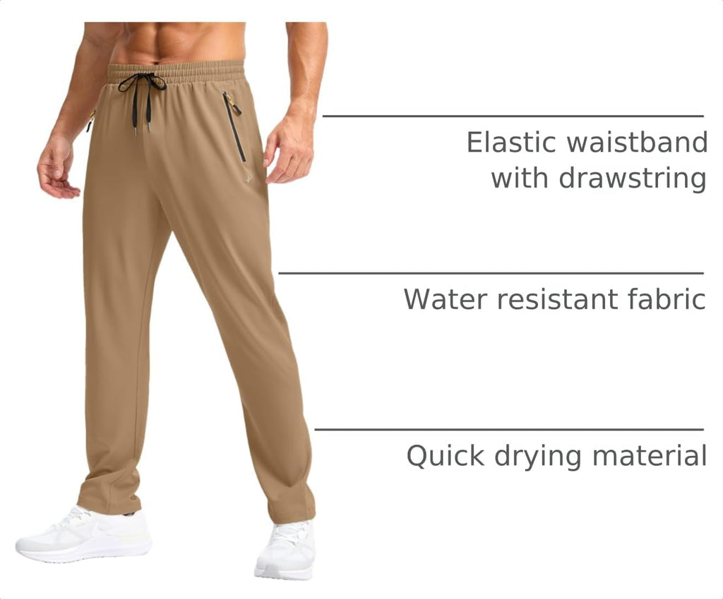 Pudolla Men's Lightweight Hiking Pants Quick Dry Outdoor Sweatpants with Zipper Pockets for Athletic Workout Casual Travel
