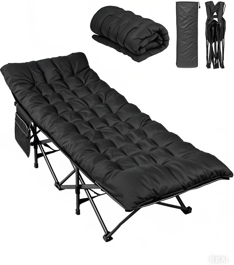 WLIVE Folding 1200D Oxford Camping Cots with Mattress for Adults Sleeping