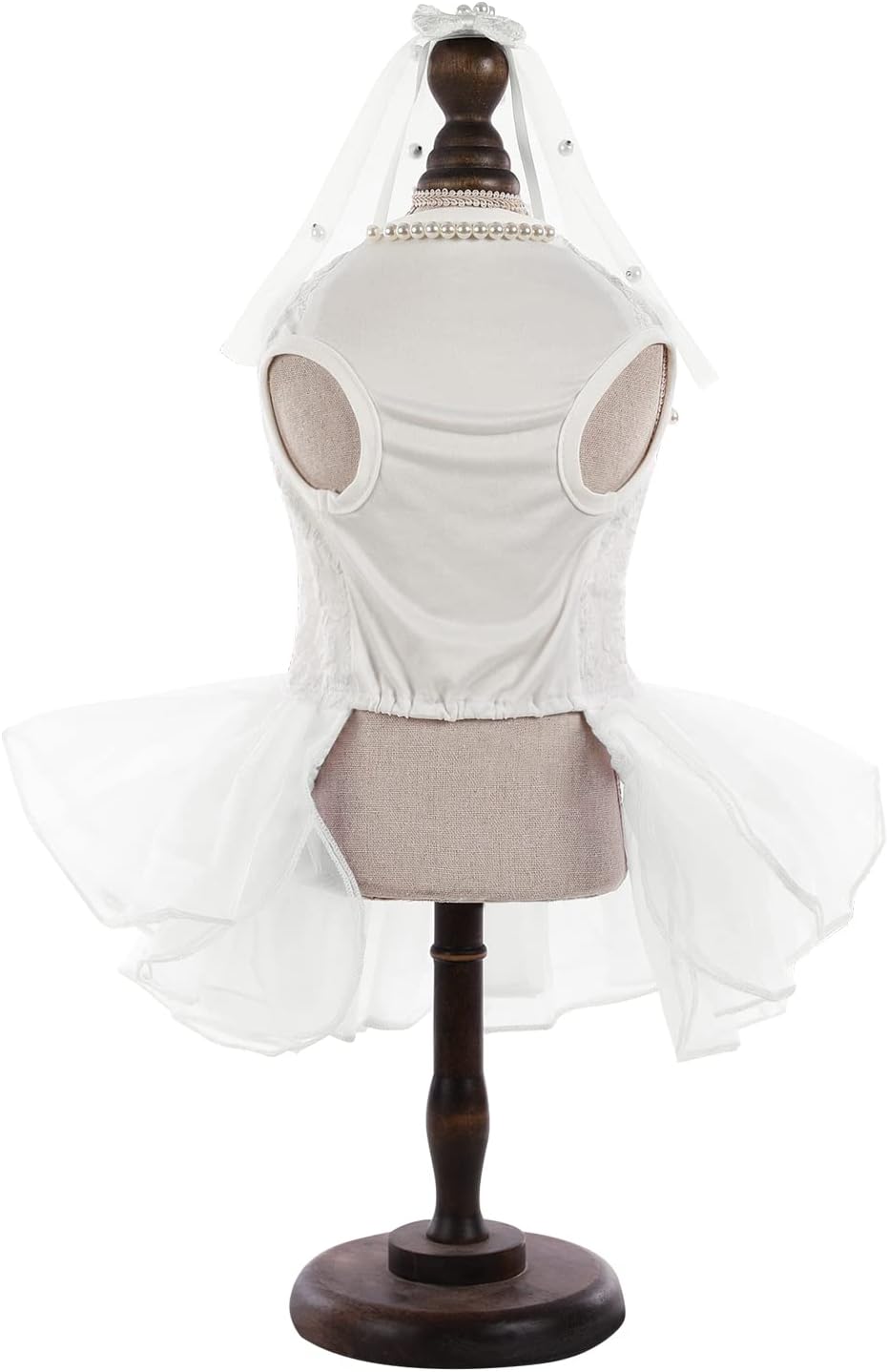 ASENKU Dog Dress, Dog Wedding Dress with Bows, Veil Attachment, White XL