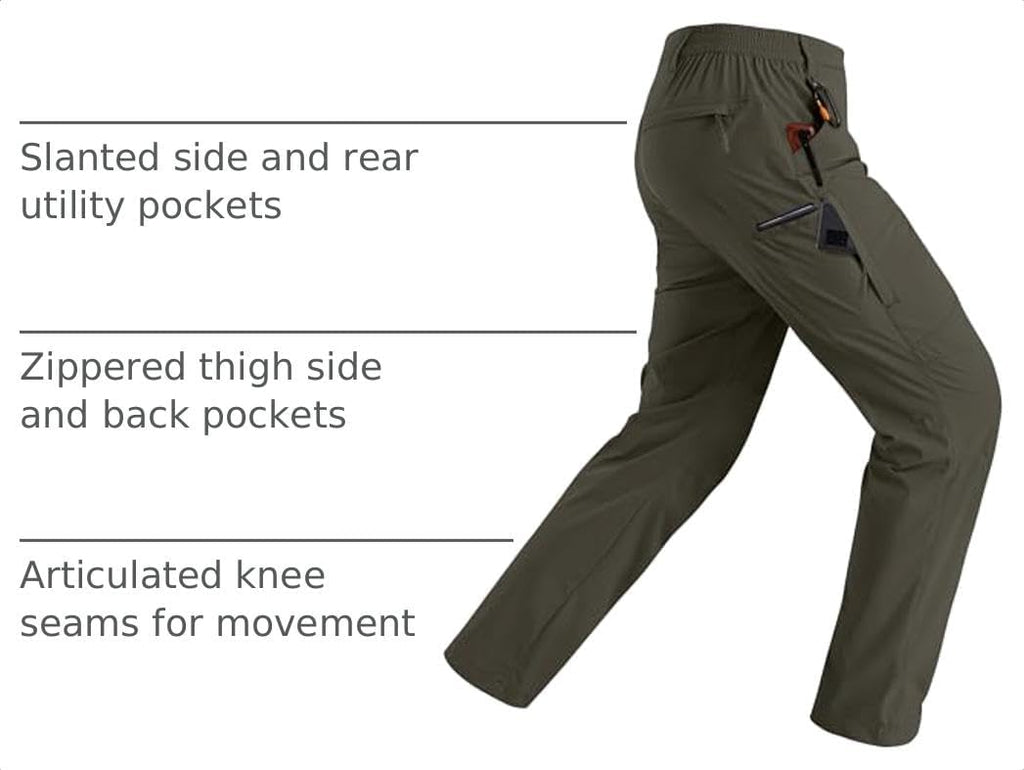 Rapoo Mens Hiking Pants Lightweight Water Resistant Breathable Nylon Cargo Pants with 6 Pockets