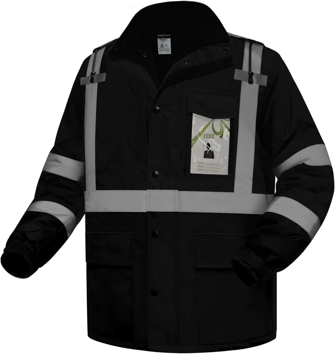 High Vis Reflcetive Safety Jackets with Pockets, Black, XXL