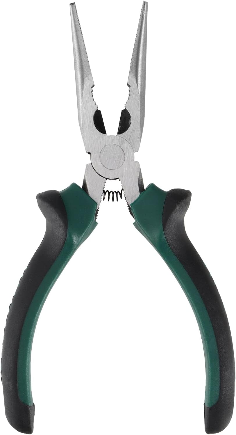 HOIGON 12 Pack 6 Inch Needle Nose Pliers, Spring Loaded Needle Nose Pliers with Wire Cutter and Strippers, Side Cutting Long Nose Pliers for Cutter and Bending Wire, Jewelry Making