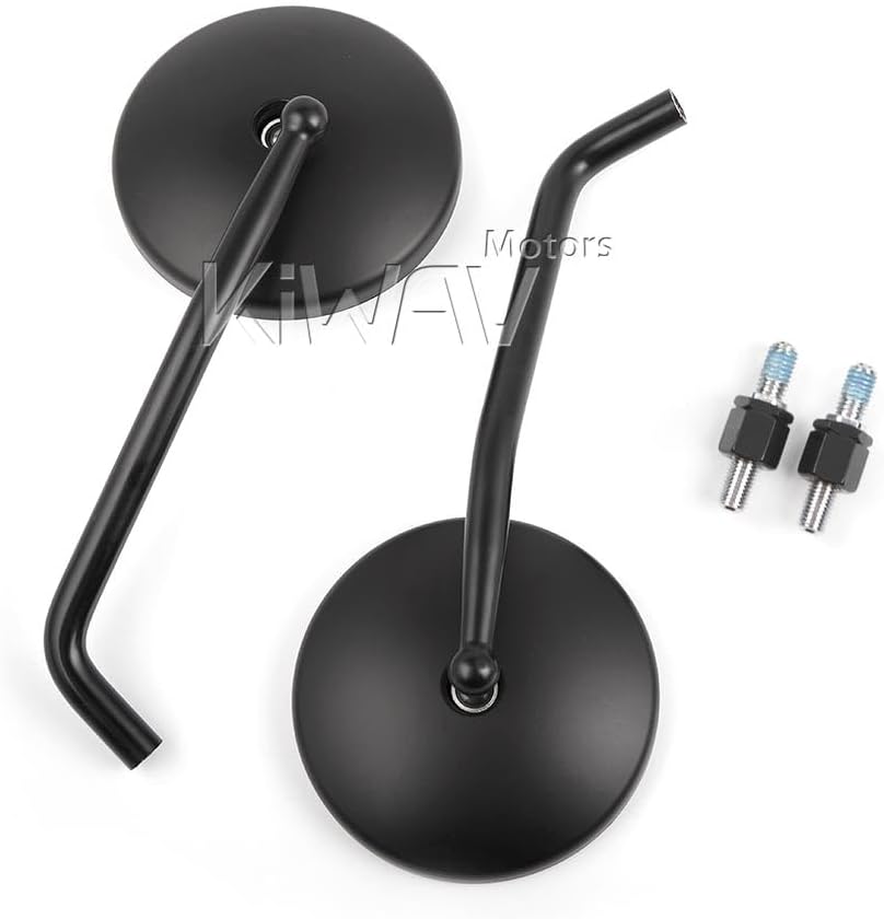 KiWAV Magazi Aluminum Motorcycle Rear Side Mirrors Black Eclipse compatible for Harley Street 500/750 2015-