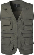 PASOK Men's Work Fishing Vests Lightweight Safari Travel Hunting Waistcoat With Multi-Pockets