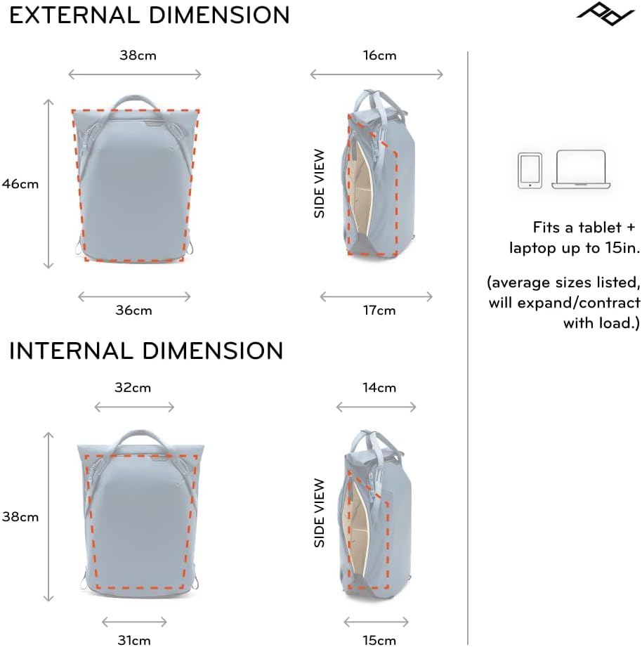 Peak Design Everyday Totepack 20L, Eclipse, Weatherproof Shell, Top and Side Access, FlexFold Dividers, Laptop Sleeve, Internal Pockets, Backpack or Hand Carry, Versatile Tote Bag for Women and Men