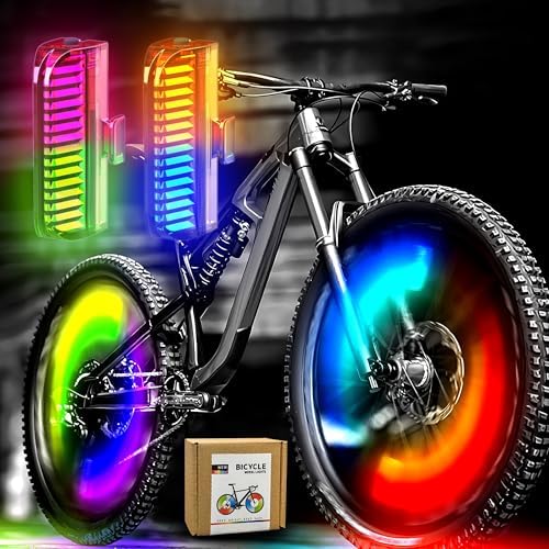 Bike Wheel Lights Rechargeable(2pack), Bicycle Spoke Lights Weatherproof, Adults Kids Bike Lights for Wheels 7-Color Variable, Motion Sensor,Fit All Wheel Sizes of Bike,Toddler Balance Bicycle, E-Bike