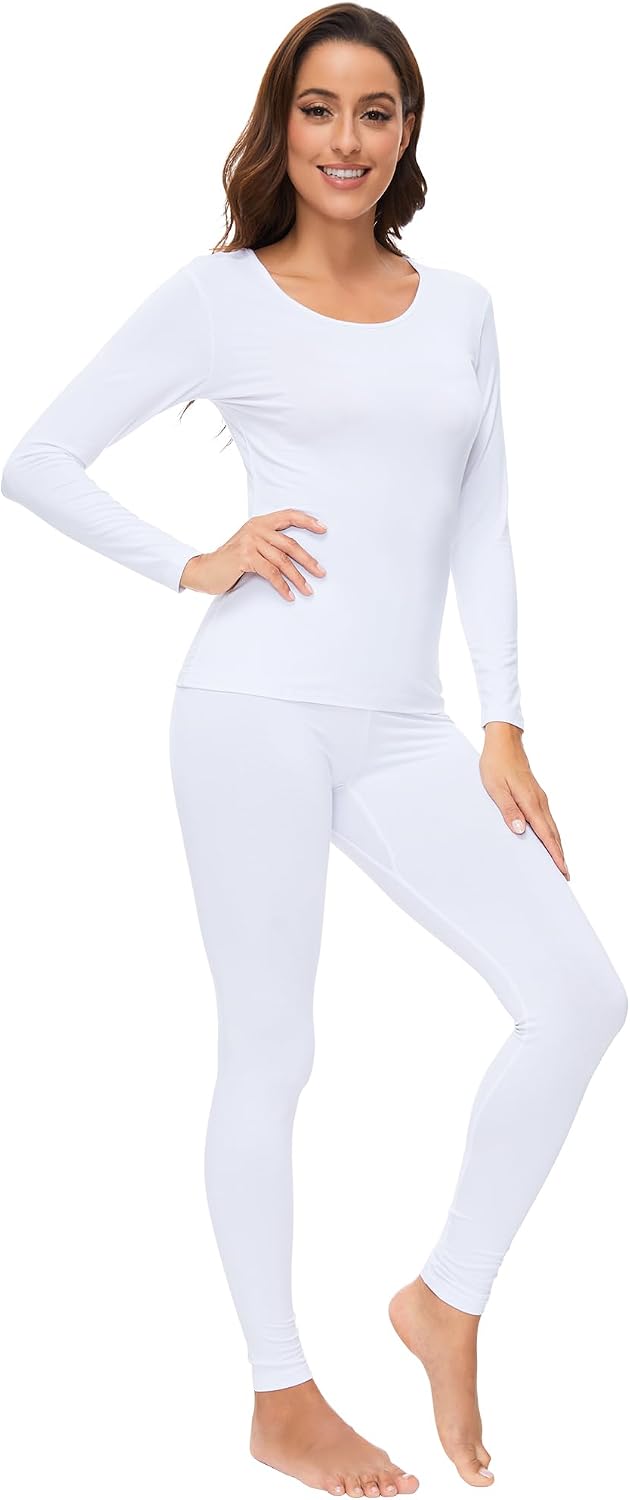 WiWi Soft Underwear for Women Thermal Long Johns Sets Super Warm Base Layer Top Pants Pajamas Set Viscose from Bamboo S-3X