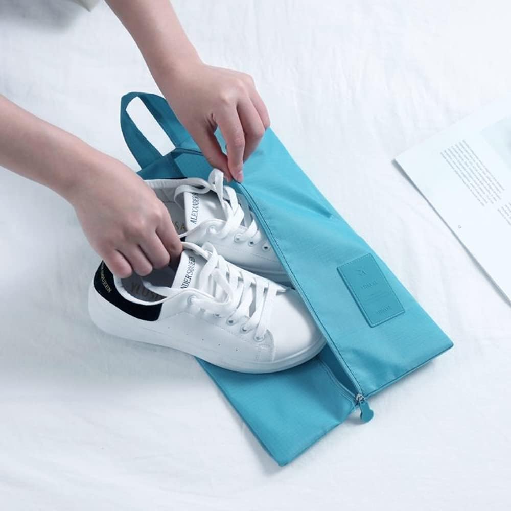 7 Set Packing Cubes, Travel Foldable Luggage Organizers Storage Bag Accessories Suitcase with Laundry Bag & Shoe Bag, Blue