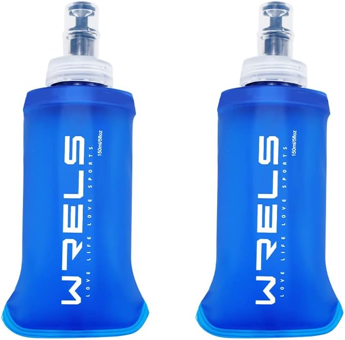 WRELS TPU Soft Flask Lightweight Portable Reusable Water Bottle,BPA Free Collapsible Flask for Hydration Pack in Running Hiking Cycling and Marathon