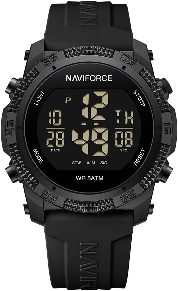NAVIFORCE Men Sports Waterproof Digital Watches with Stopwatch Alarm Rubber Strap Wristwatch for Women，Gift