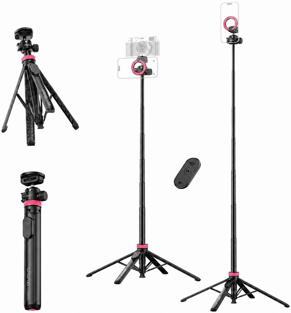 ULANZI MT44M Auto Open Magnetic Phone Tripod, 59" Selfie Stick with Remote