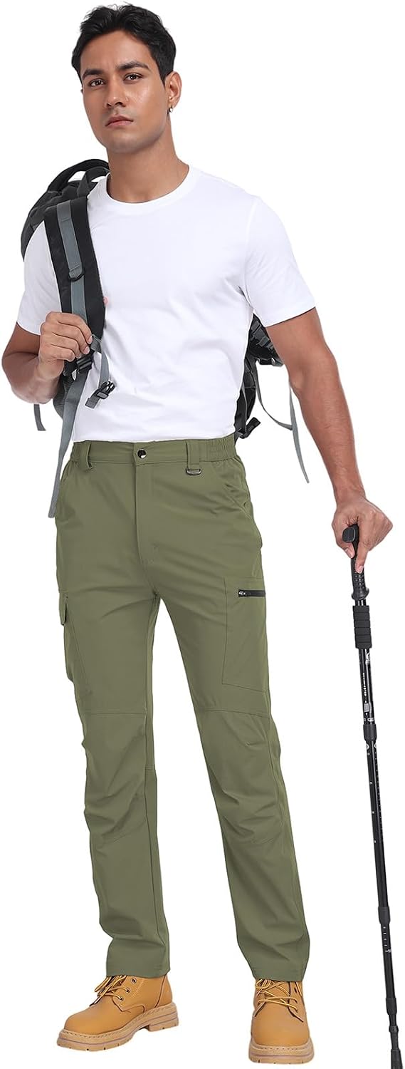 Men's Hiking Cargo Pants Water Resistant Quick Dry Lightweight Pants with 6 Pockets Tactical Work Pants