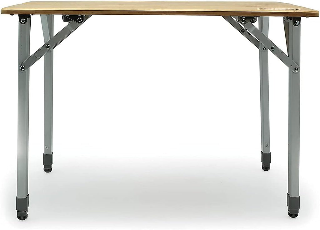 Camco Bamboo Folding Camping Table with Aluminum Legs - Natural Bamboo Top Measures 25 ½ x 19 ¾-inches & Supports Up to 85lbs - Lightweight for Added Portability & Includes Storage Bag (51895)