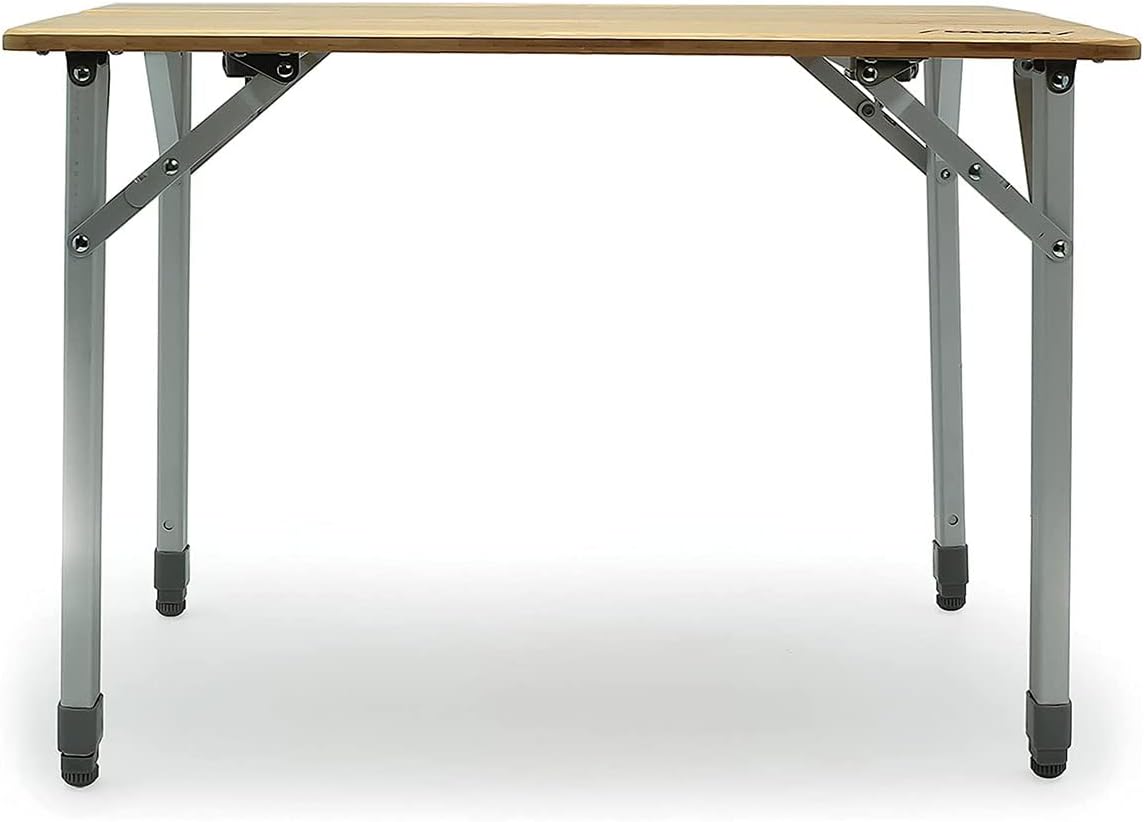 Camco Bamboo Folding Camping Table with Aluminum Legs - Natural Bamboo Top Measures 25 ½ x 19 ¾-inches & Supports Up to 85lbs - Lightweight for Added Portability & Includes Storage Bag (51895)