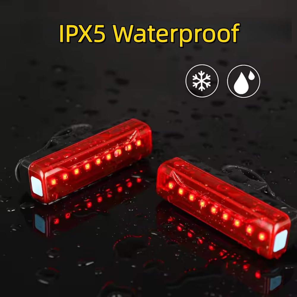 2 Pack LED Bike Tail Light,1200mAh Runtime 50 Hours,USB Rechargeable Bicycle Rear Light,IPX5 Waterproof,5 Light Modes for Adults Kids Men Women Road Mountain