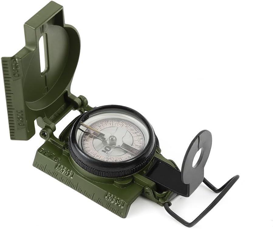 US Military Style Phosphorescent Waterproof Lensatic Compass Accurate Hand Held Compasses with Pouch for Hiking Camping Navigation Survival Backpacking Orienteering