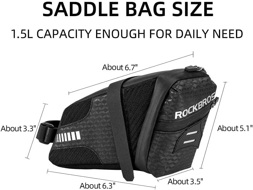 ROCKBROS Saddle Bag Bike Seat Bag 1.5L Cycling Storage Wedge Pack