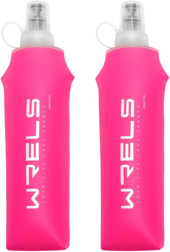 WRELS TPU Soft Flask Lightweight Portable Reusable Water Bottle,BPA Free Collapsible Flask for Hydration Pack in Running Hiking Cycling and Marathon