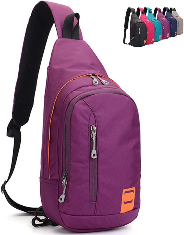 Peicees Small Sling Backpack Waterproof Unisex Shoulder Bag Chest Crossbody Daypack