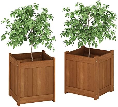 Furinno 2-FG16450 Tioman Hardwood Flower Box, Two-Pack, Natural