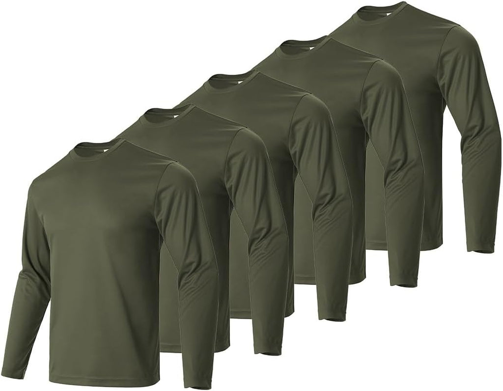 Facitisu Men Long Sleeve T Shirts Pack Quick Dry Athletic Running Activewear Workout Performance Tee Shirts