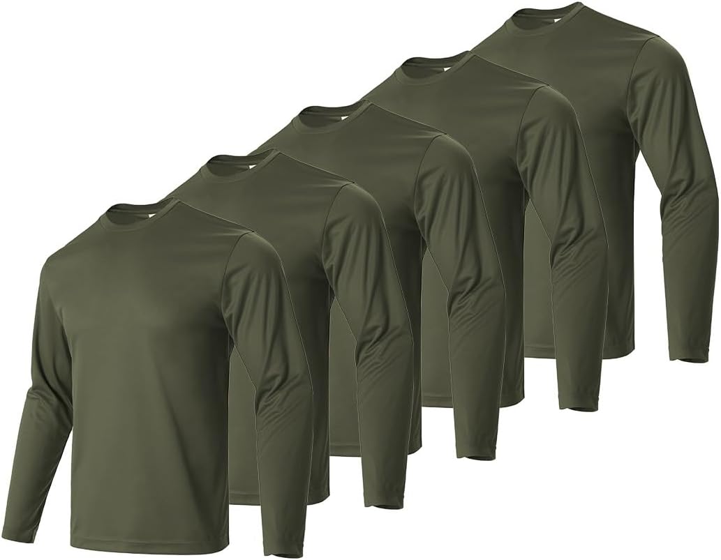 Facitisu Men Long Sleeve T Shirts Pack Quick Dry Athletic Running Activewear Workout Performance Tee Shirts