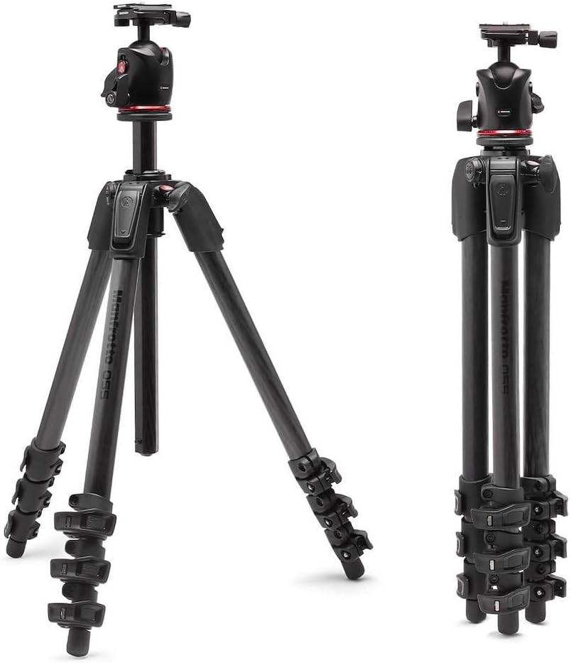 Manfrotto 055 Aluminum 3-Section Tripod with Horizontal Column (MT055XPRO3),Black