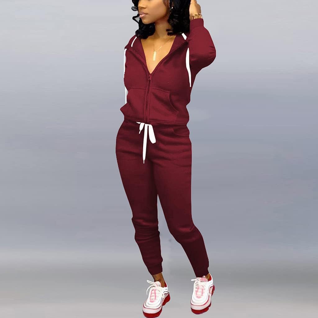 Mrskoala Two Piece Outfits for Women Tracksuit Sweat Suits Workout Sets Loungewear with Pocket