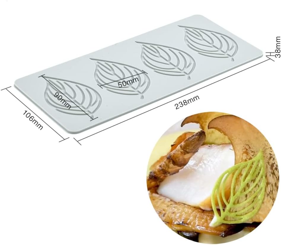 TUKE Hollow Leaf Silicone Molds Lover Heart Chocolate Molds Geometry 3D Silicone Mould Chocolate Candy Leaf Mold Sugar Craft Cake Decoration Cupcake Top (X_Leaf_9.52*4.24*0.12inch) (BH0974)