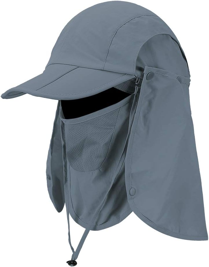 CRISTGEE Foldable Sun Cap, Fishing Hats, UPF 50+ Protection Caps with Face Mask Neck Flap