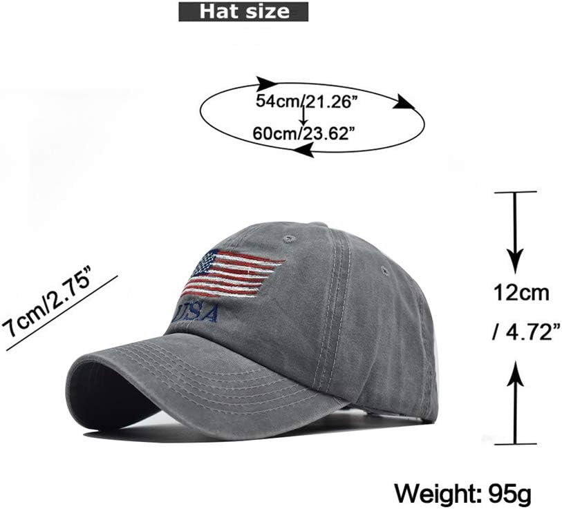 Washed American Flag Baseball Cap Adjustable Sun Dad Gift Hats for Unisex