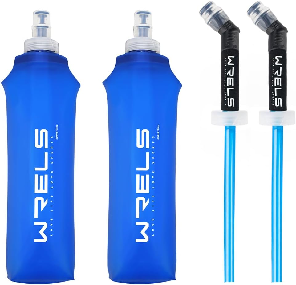 WRELS TPU Running Water Bottle with Straw for Hydration Vest Pack BPA-Free