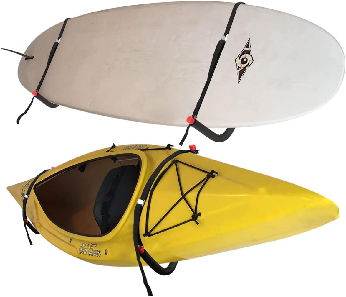 Kayak Storage Racks, Wall Mount Garage Storage Hooks for Kayaks, SUP, Paddle Boards and Surfboards, Heavy Duty Hangers