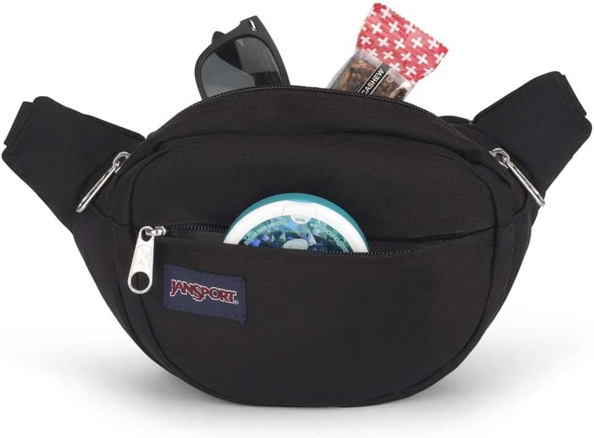 JanSport Fifth Avenue Fanny Pack Crossbody Bags for Women, Men - Stylish, Durable Waist Bag with Adjustable Belt, Main Zippered Pocket, Quick Stash Pocket, Travel Essentials, Black