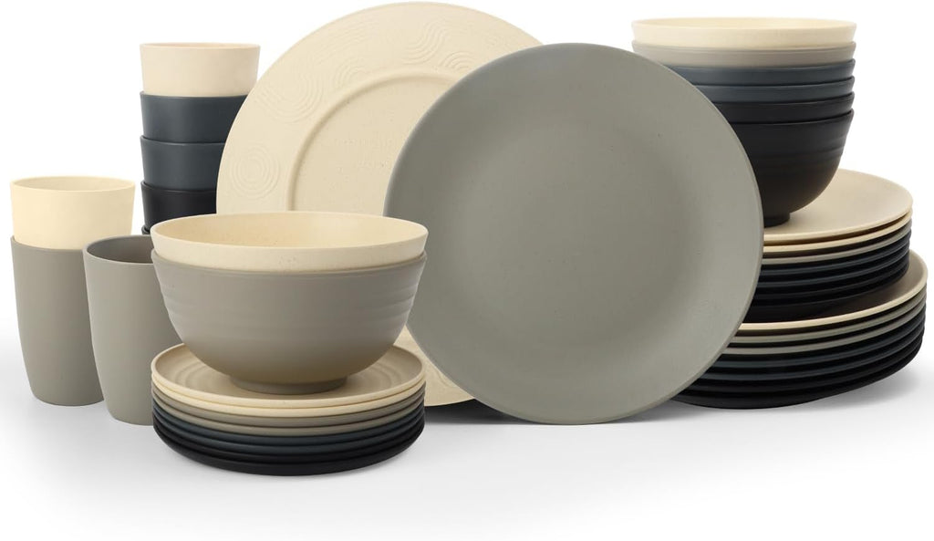 PYRMONT 40 Pcs Wheat Straw Dinnerware Sets Unbreakable Dishes Set for 8