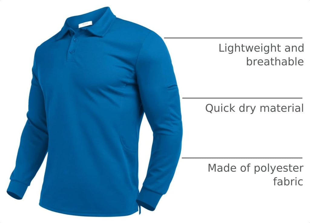 Deyeek Men's Long Sleeve Polo Shirts, Quick Dry Golf Polo for Men
