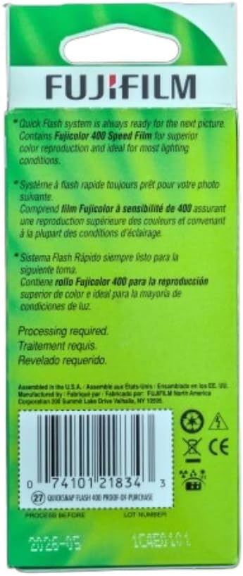 Fujifilm QuickSnap Flash 400 One Time Use 35mm Camera with Flash, 27 Exposu