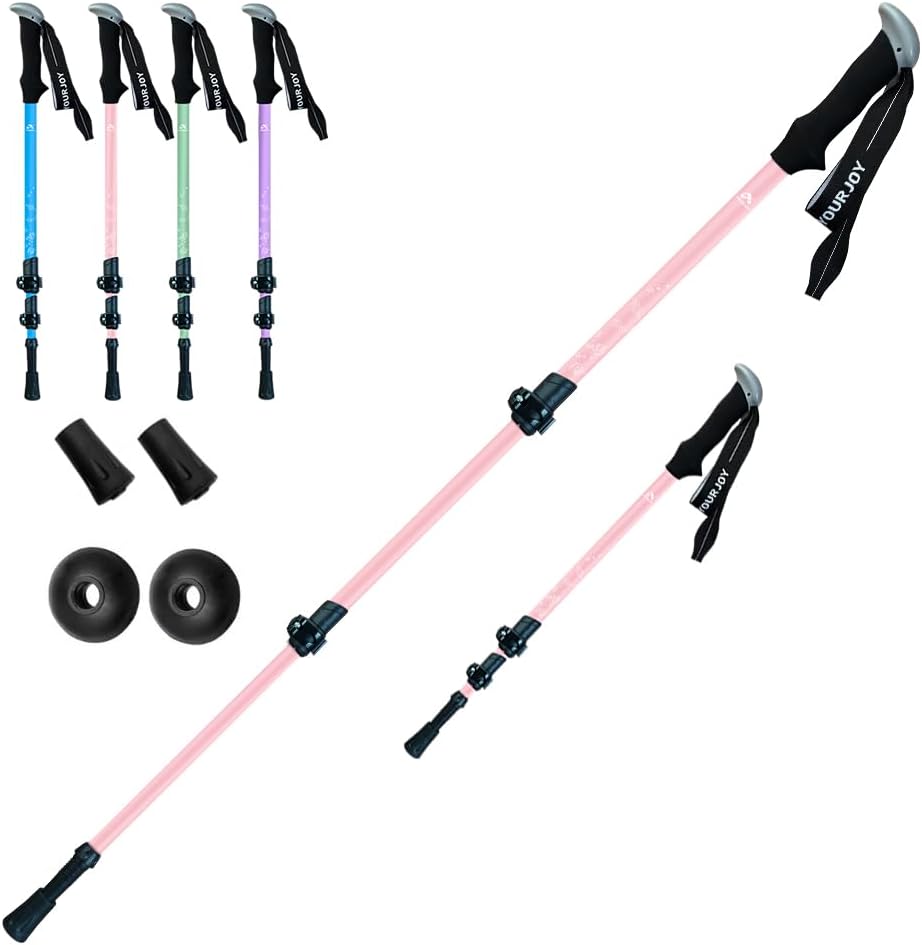 Hiking Trekking Poles for Kids, 2 Pack Anti Shock, Adjustable, Collapsible Hiking Poles for Trekking or Walking, Lightweight Aluminum Sticks