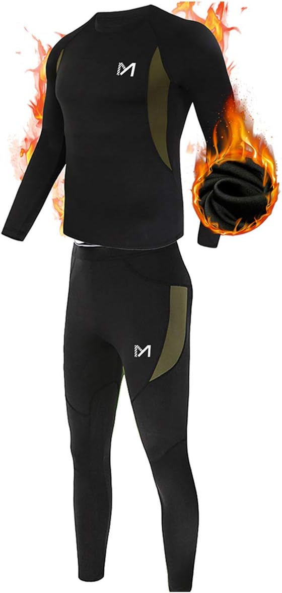MEETYOO Thermal Underwear for Men, Winter Gear Long Johns Base Layer Top and Bottom Set for Skiing Running