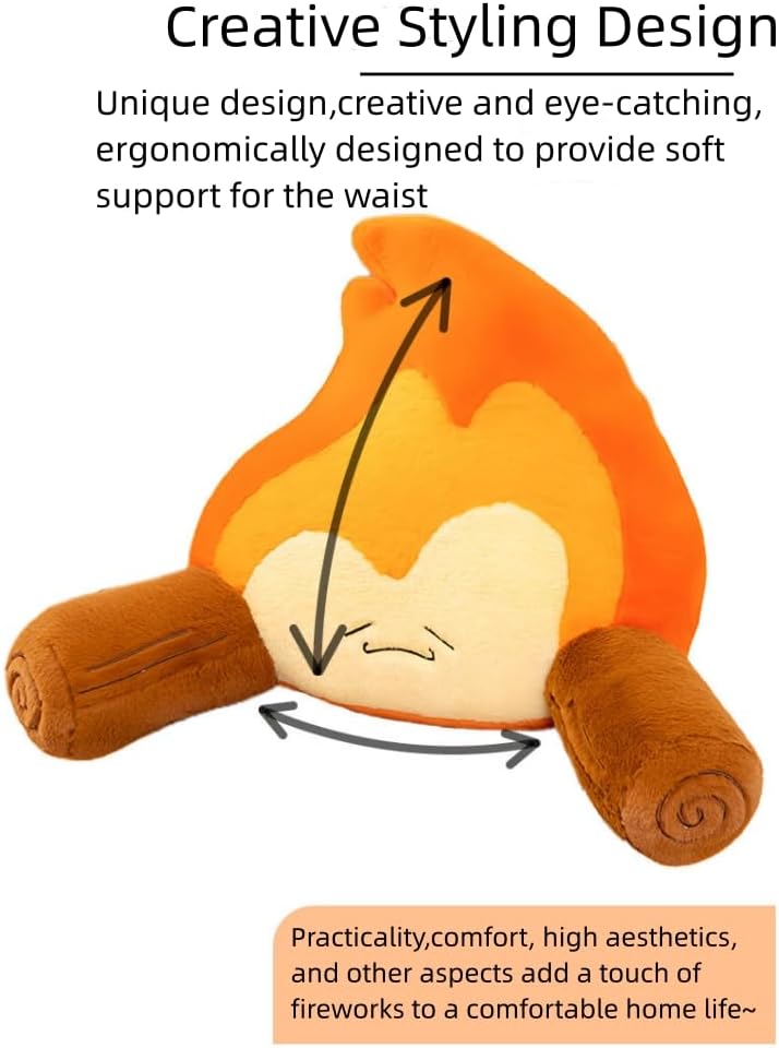 Funny Campfire Reading Pillow Fake Fire Back Rest Pillow Cartoon Bonfire Plush Pillow for Outdoor Camping Room Decor