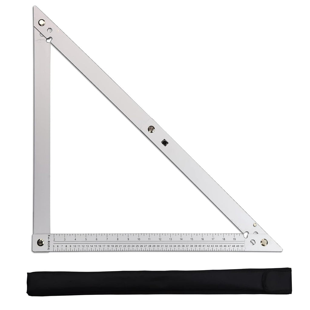 FEI-RONG 24 Folding Square - Aluminum & Carbon Steel Framing Square | 45-90 Degree Adjustable Angle Ruler for Roofing, Stair Work, Woodworking | Includes Carrying Case