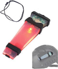 Helmet Signal Light - Waterproof Safety Flashing Survival Outdoor Sports Hunting Tactical Hiking Boating Cycling Personal Identification Marker With Hook Back (Black+Red)