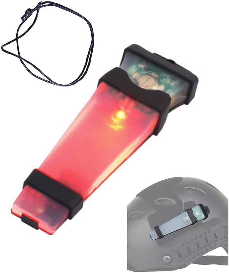 Helmet Signal Light - Waterproof Safety Flashing Survival Outdoor Sports Hunting Tactical Hiking Boating Cycling Personal Identification Marker With Hook Back (Black+Red)