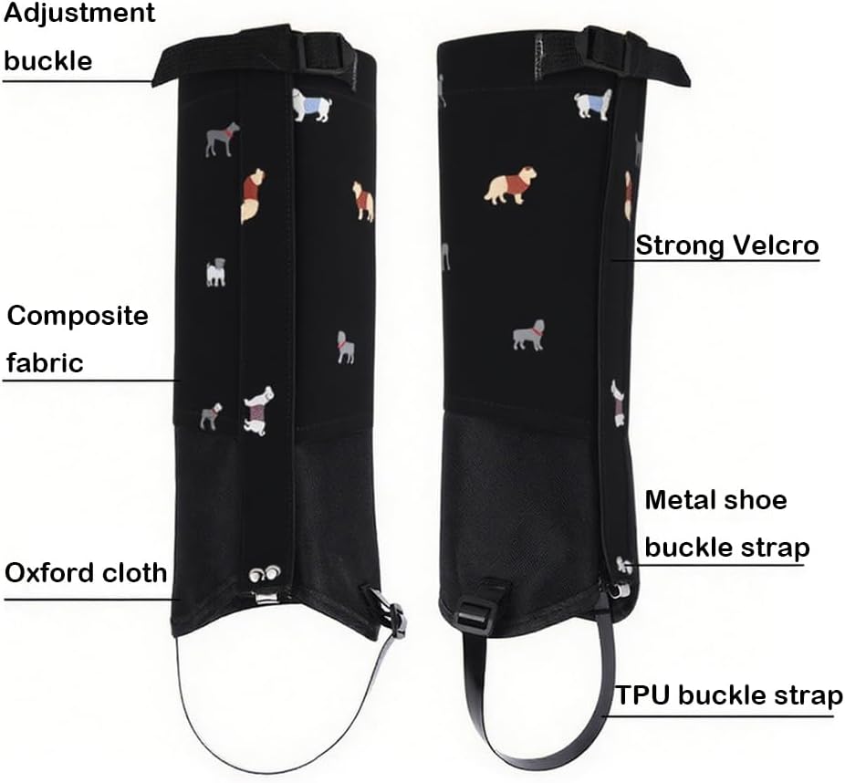 Kids Snow Gaiters, Waterproof Outdoor Leg Gaiters with Adjustable Straps, Anti-Snow Boot Covers for Hiking, Climbing, Snow Play & Winter Adventures